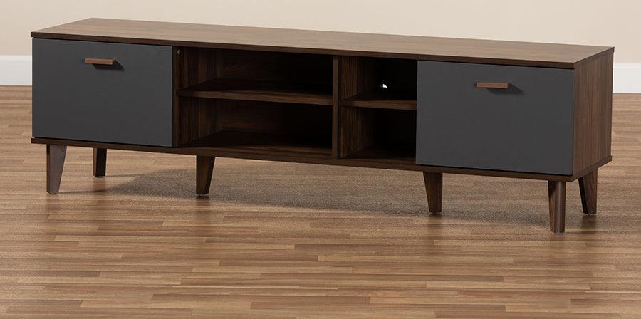 Wholesale Interiors TV & Media Units - Moina Two-Tone Walnut Brown and Grey Finished Wood TV Stand