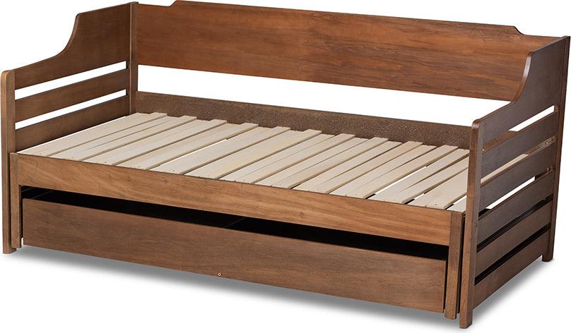 Wholesale Interiors Daybeds - Jameson Walnut Brown Finished Expandable Twin Size to King Size Daybed with Storage Drawer
