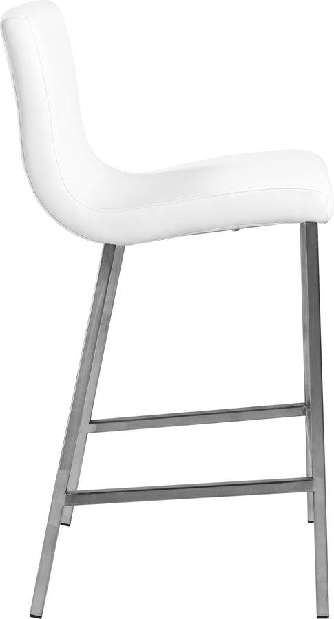 Euro Style Barstools - Scott Counter Stool in White and Brushed Stainless Steel - Set of 2