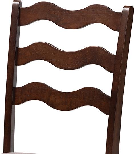 Wholesale Interiors Dining Chairs - Amara Mid-Century Modern Warm Grey Fabric and Dark Brown Finished Wood 2-Piece Dining Chair Set