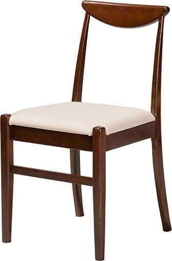 Wholesale Interiors Dining Sets - Delphina Mid-Century Modern Cream Fabric And Dark Brown Finished Wood 5-Piece Dining Set