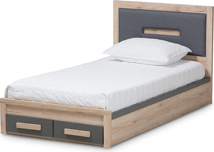 Wholesale Interiors Beds - Pandora Contemporary Grey and Brown Two-Tone 2-Drawer Twin Size Storage Platform Bed