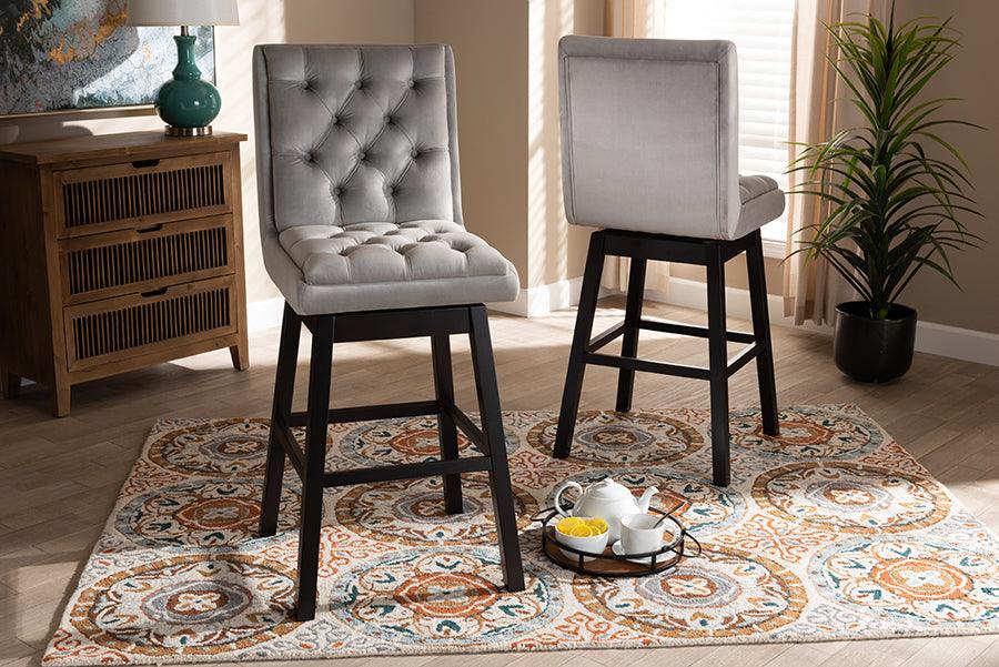 Wholesale Interiors Barstools - Gregory Bar Stool Light Gray & Dark Brown (Set of 2)