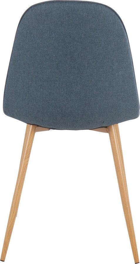 Lumisource Accent Chairs - Pebble Contemporary Chair In Natural Wood Metal & Blue Fabric (Set of 2)