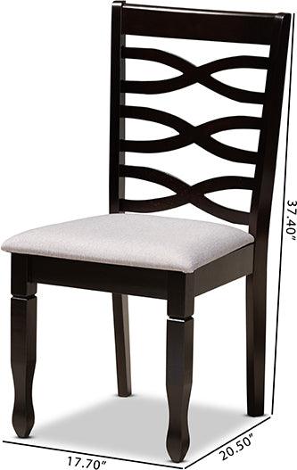 Wholesale Interiors Dining Chairs - Lanier Grey Fabric Upholstered Espresso Brown Finished Wood 2-Piece Dining Chair Set