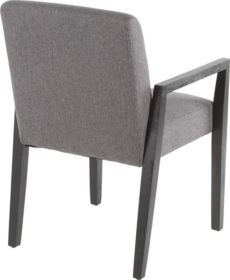 Lumisource Dining Chairs - Carmen Contemporary Arm Chair in Black Wood and Grey Fabric - Set of 2