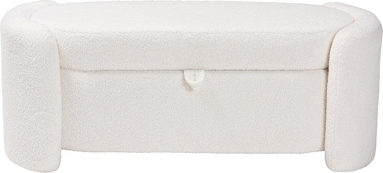 Wholesale Interiors Benches - Oakes Modern and Contemporary Ivory Boucle Upholstered Storage Bench