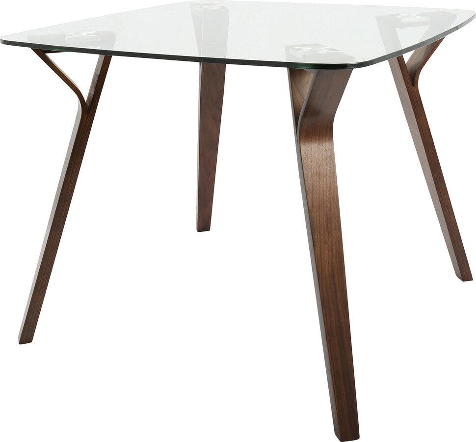 Lumisource Dining Tables - Folia Mid-Century Modern Dinette Table in Walnut and Glass