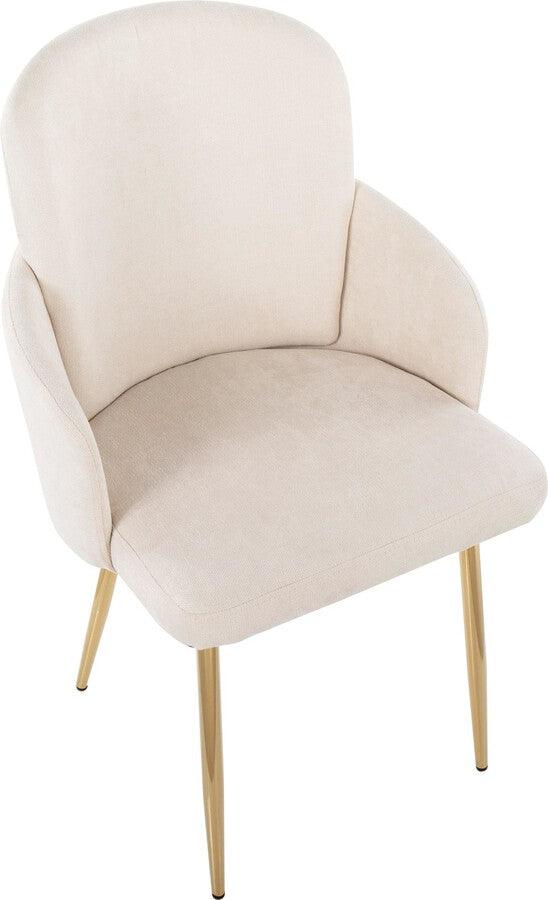 Lumisource Dining Chairs - Dahlia Contemporary Dining Chair In Gold Metal & Cream Fabric With Chrome Accent (Set of 2)
