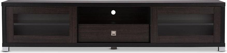 Wholesale Interiors TV & Media Units - Beasley 70-Inch Dark Brown TV Cabinet with 2 Sliding Doors and Drawer