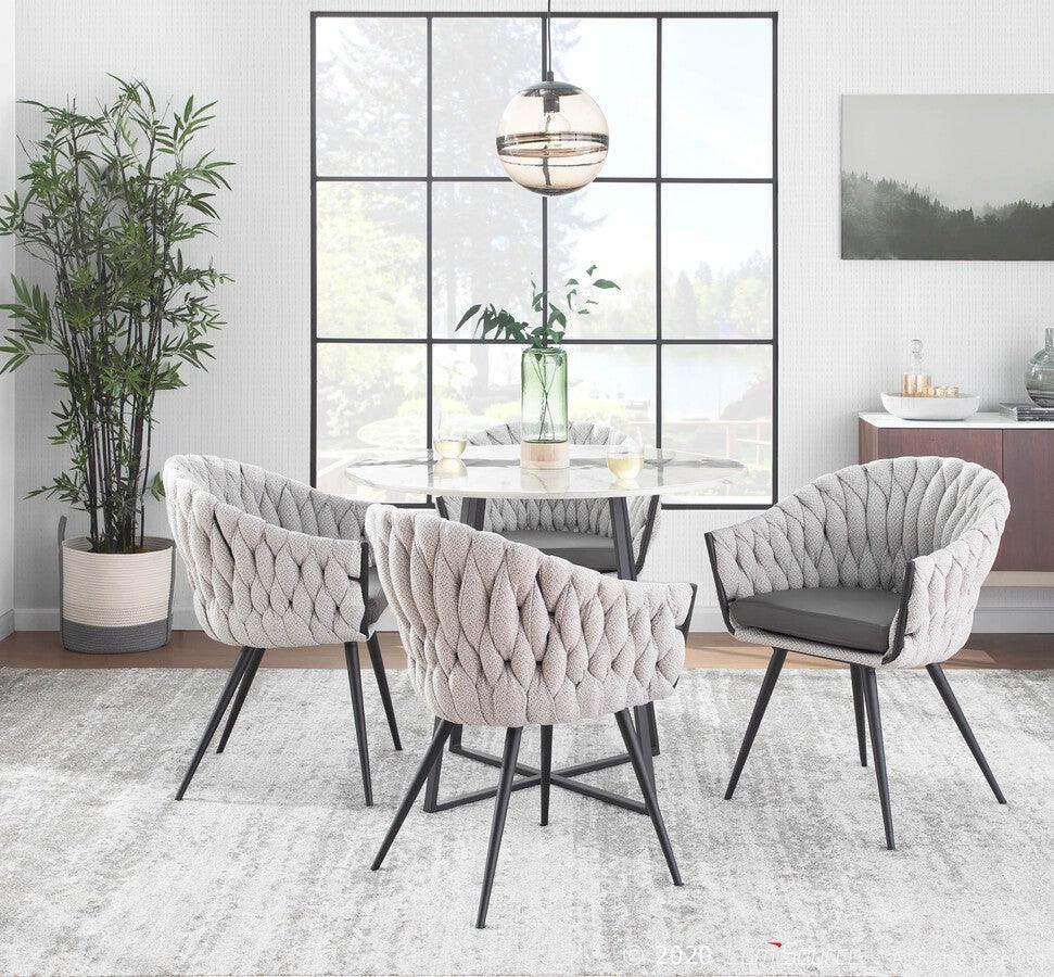 Lumisource Accent Chairs - Braided Matisse Chair 31" Cream Fabric & Gray PU