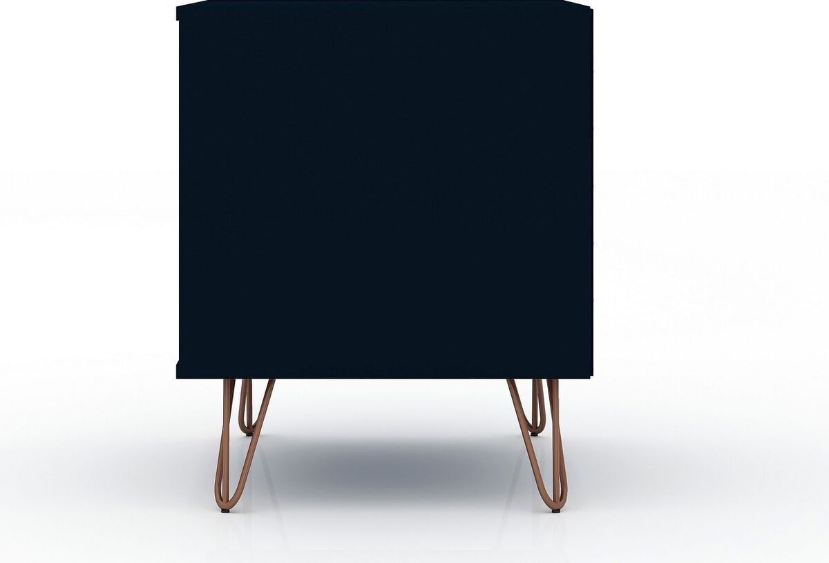 Manhattan Comfort Nightstands & Side Tables - Rockefeller 1.0 Mid-Century- Modern Nightstand with 1-Drawer in Tatiana Midnight Blue