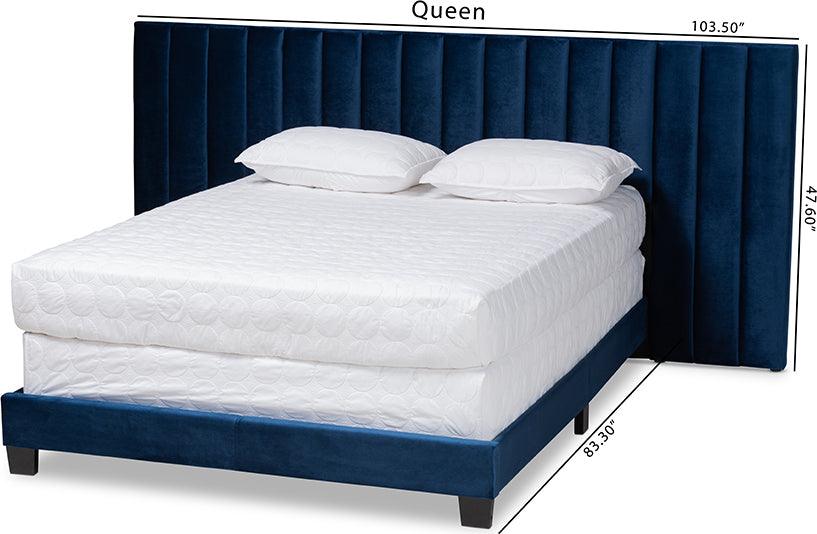 Wholesale Interiors Beds - Fiorenza King Bed Navy Blue & Black