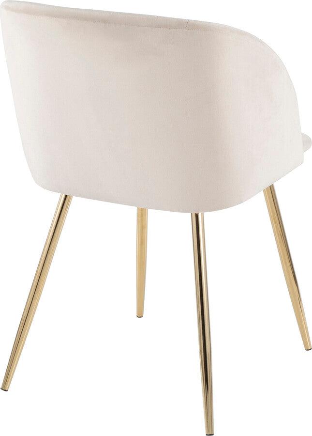 Lumisource Dining Chairs - Fran Contemporary Chair in Gold Metal and Cream Velvet - Set of 2