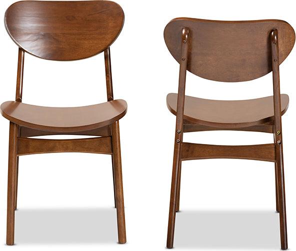 Wholesale Interiors Dining Chairs - Katya Mid-Century Modern Walnut Brown Finished Wood 2-Piece Dining Chair Set