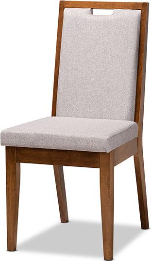 Wholesale Interiors Dining Sets - Rosa Grey Fabric Upholstered and Walnut Brown Finished Wood 7-Piece Dining Set