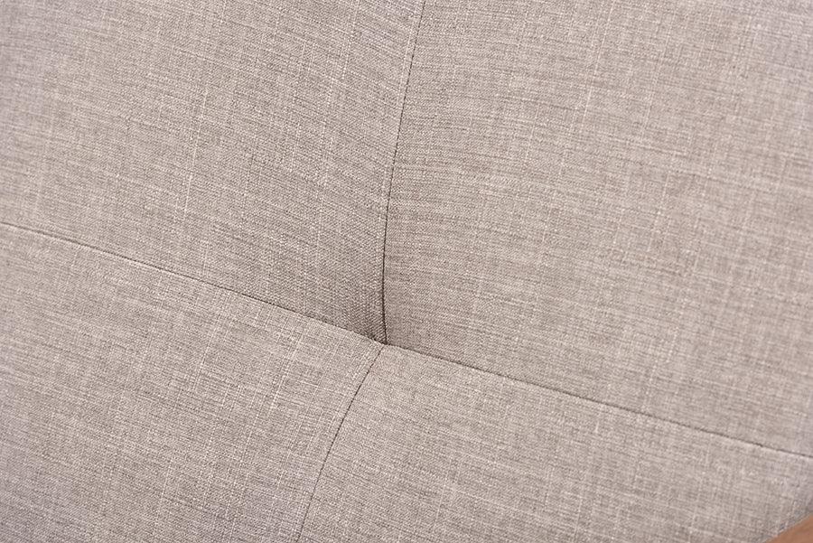 Wholesale Interiors Accent Chairs - Bianca Mid-Century Modern Walnut Wood Light Grey Fabric Tufted Lounge Chair