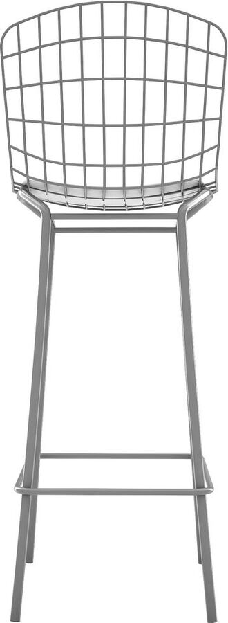 Manhattan Comfort Barstools - Madeline 41.73" Barstool, Set of 3 with Seat Cushion in Charcoal Grey and White