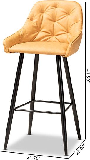 Wholesale Interiors Barstools - Catherine Modern and Tan Faux Leather Upholstered and Black Metal 4-Piece Bar Stool Set