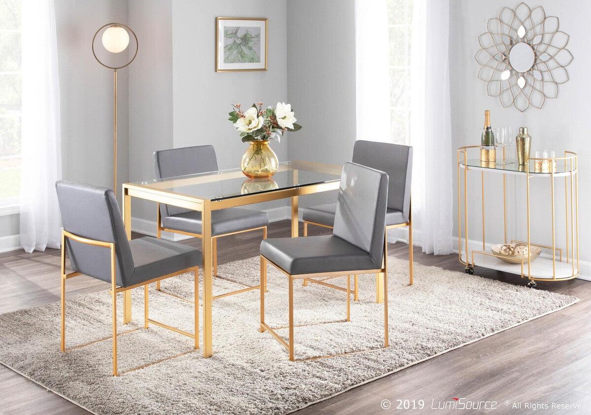 Lumisource Dining Tables - Fuji Contemporary/glam Dining Table in Gold Metal with Clear Glass Top