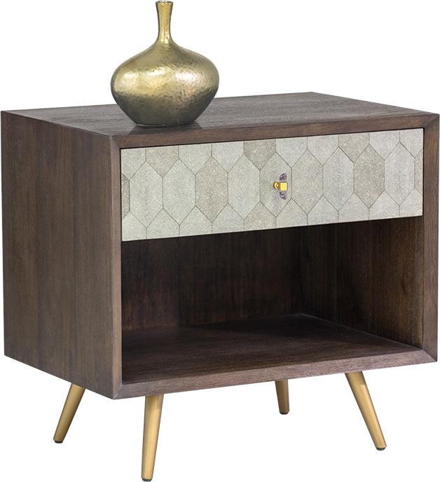 SUNPAN Nightstands & Side Tables - Aniston Nightstand - Dark Mango - Taupe Shagreen Taupe