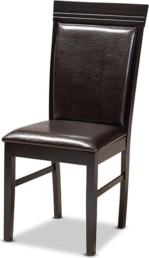 Wholesale Interiors Dining Sets - Jeane Dark Brown Faux Leather Upholstered and Dark Brown Finished Wood 7-Piece Dining Set