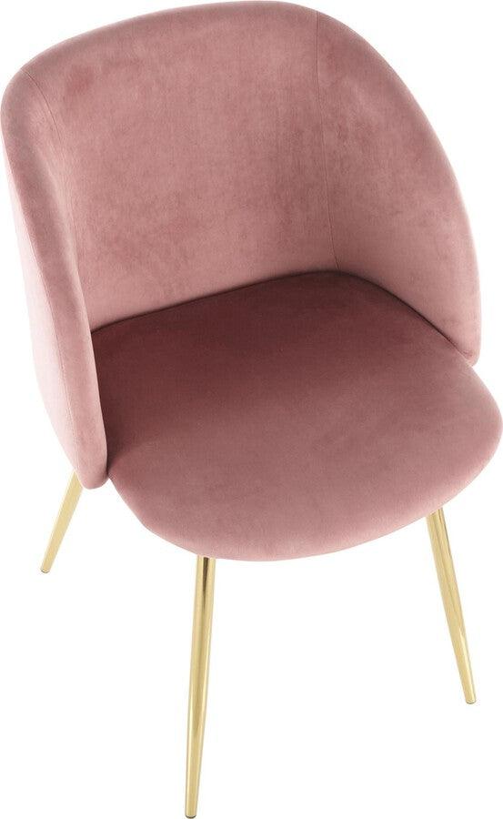 Lumisource Dining Chairs - Fran Contemporary Chair in Gold Metal and Pink Velvet - Set of 2