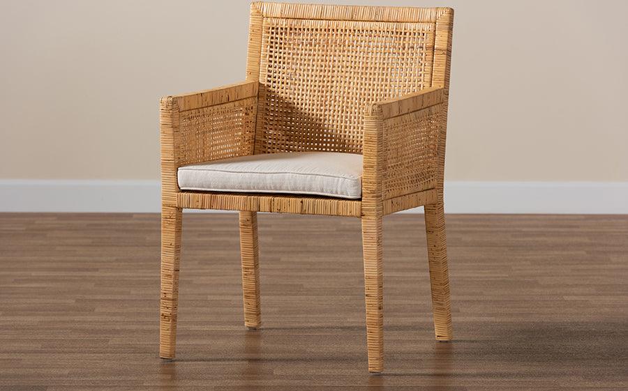 Wholesale Interiors Dining Chairs - Karis Modern and Contemporary Natural Finished Wood and Rattan Dining Chair