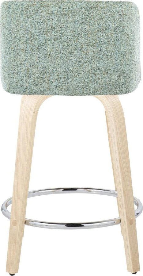 Lumisource Barstools - Toriano 24" Fixed Height Counter Stool In Natural Wood Green (Set of 2)