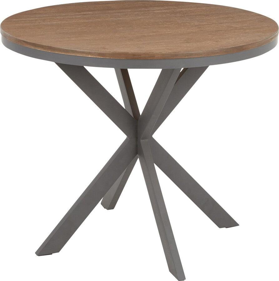 Lumisource Dining Tables - X Pedestal Industrial Dinette Table with Grey Metal and Medium Brown Bamboo