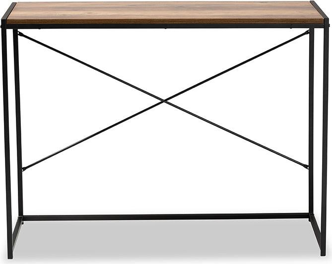 Wholesale Interiors Desks - Pauric Modern Industrial Walnut Brown Finished Wood and Black Metal Desk