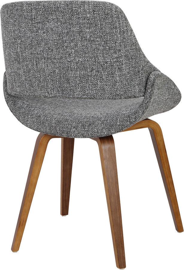 Lumisource Dining Chairs - Fabrico Mid-Century Modern Dining/Accent Chair in Walnut and Grey Noise Fabric - Set of 2