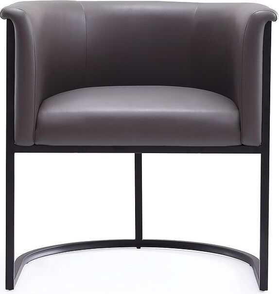 Manhattan Comfort Dining Chairs - Bali Pebble and Black Faux Leather Dining Chair