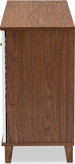 Wholesale Interiors Shoe Storage - Coolidge Modern and Contemporary Walnut Finished 8-Shelf Wood Shoe Storage Cabinet