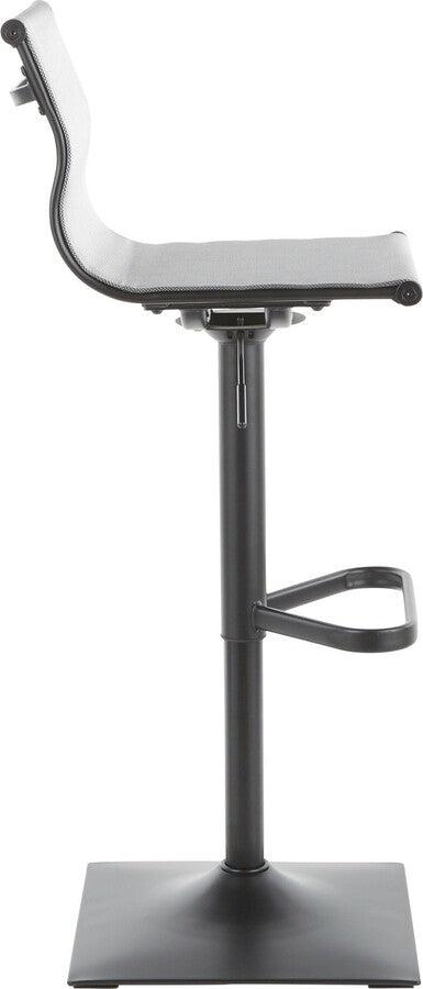 Lumisource Barstools - Mirage Contemporary Barstool in Black Metal and Silver Mesh Fabric