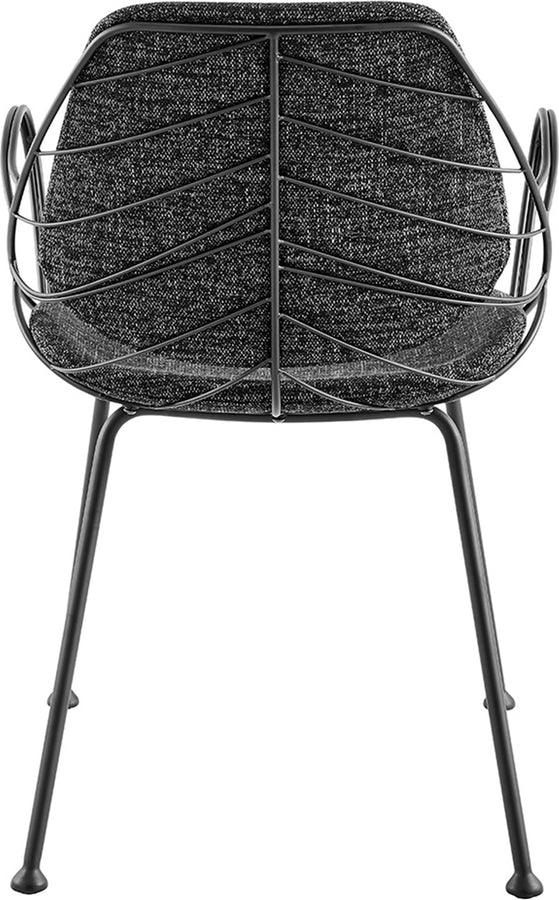 Euro Style Dining Chairs - Linnea Armchair In Black Fabric with Matte Black Frame and Legs - Set of 2