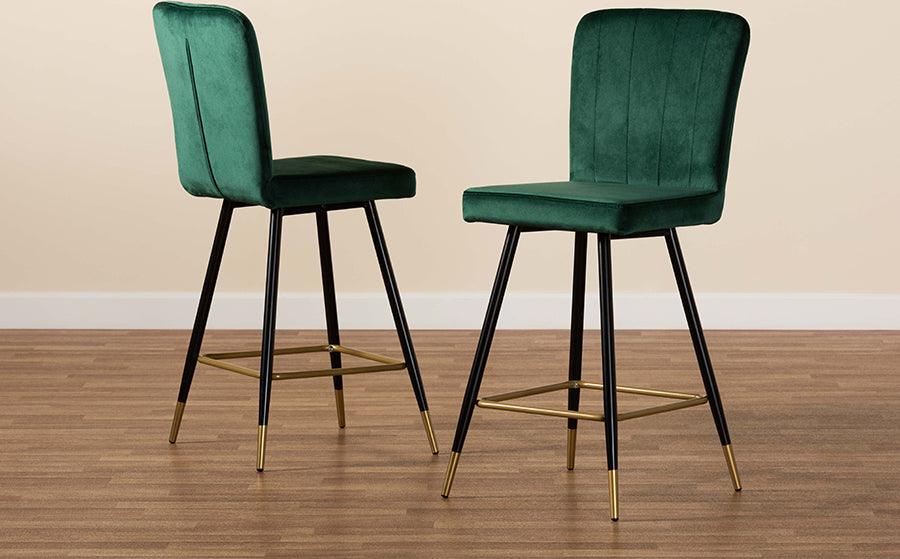 Wholesale Interiors Barstools - Preston Bar Stool Green & Black & Gold (Set of 2)