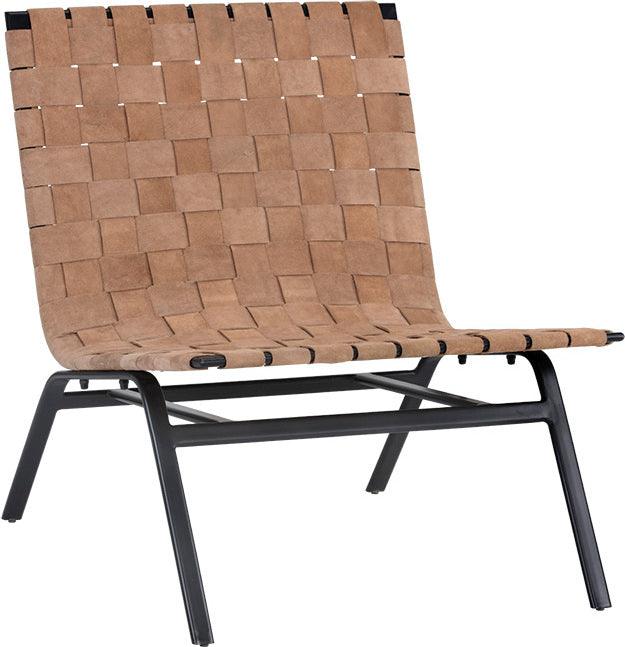 SUNPAN Accent Chairs - Omari Lounge Chair Black Light Tan Leather
