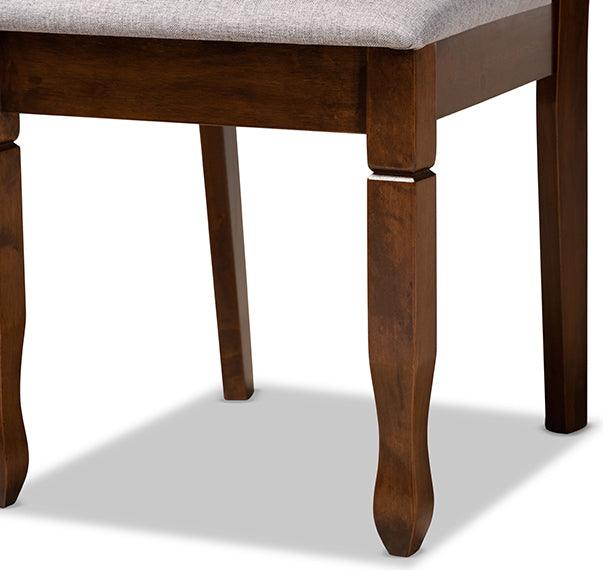 Wholesale Interiors Dining Chairs - Lanier Grey Fabric Upholstered and Walnut Brown Finished Wood 2-Piece Dining Chair Set