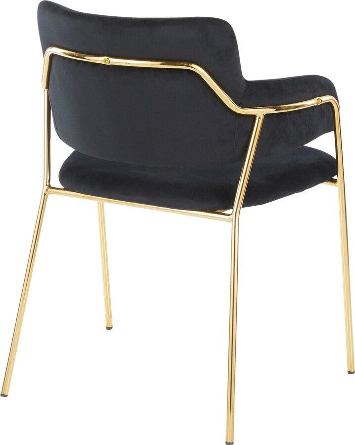 Lumisource Dining Chairs - Napoli Contemporary Chair in Gold Metal and Black Velvet - Set of 2