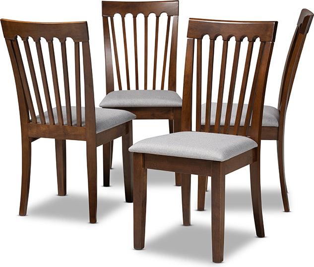 Wholesale Interiors Dining Chairs - Minette Contemporary Grey Fabric Upholstered Brown Finished Wood Dining Chair Set