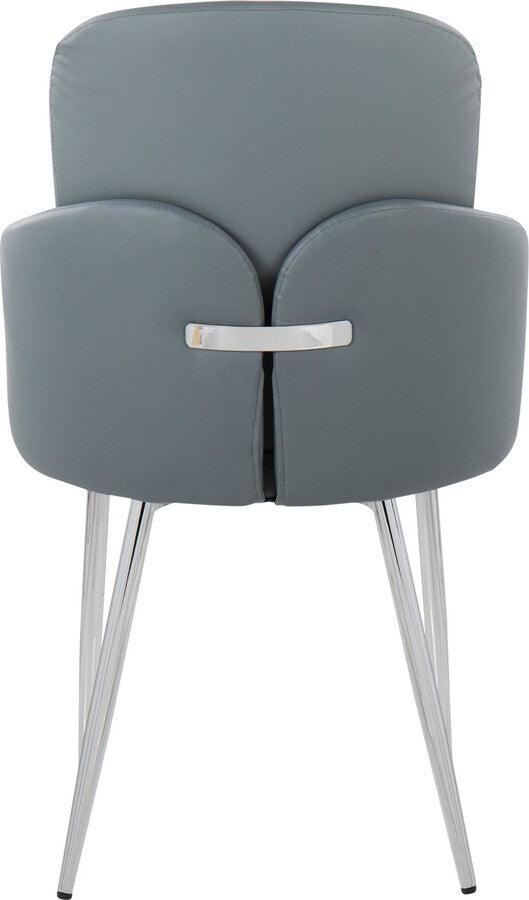 Lumisource Dining Chairs - Dahlia Contemporary Dining Chair In Chrome Metal & Grey Fabric With Chrome Accent (Set of 2)