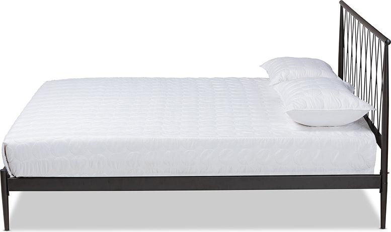 Wholesale Interiors Beds - Nano Modern and Contemporary Black Finished Metal Queen Size Platform Bed