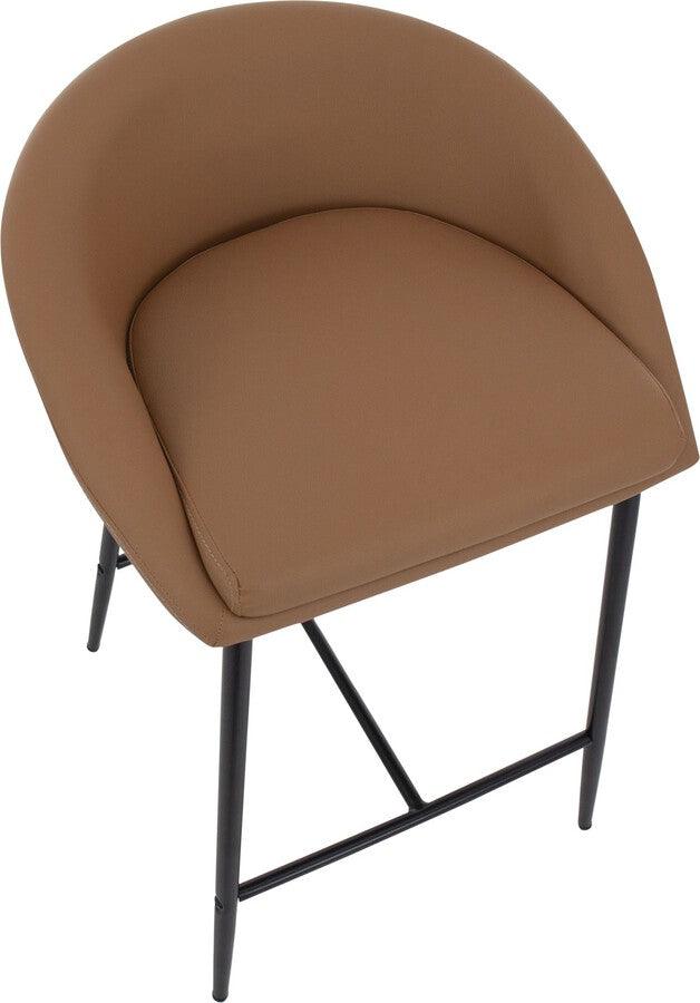 Lumisource Barstools - Matisse Counter Stool With Black Metal Frame & Camel Faux Leather (Set of 2)