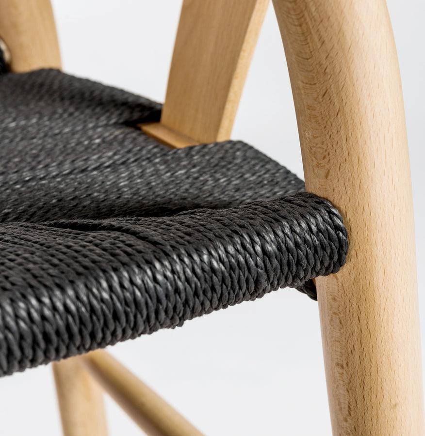 Euro Style Dining Chairs - Evelina Side Chair with Natural Stained Framed and Black Rush Seat - Set of 2