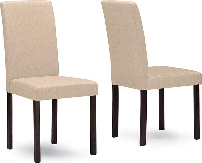 Wholesale Interiors Dining Sets - Andrew Contemporary Espresso Wood Beige Fabric 5 PC Dining Set