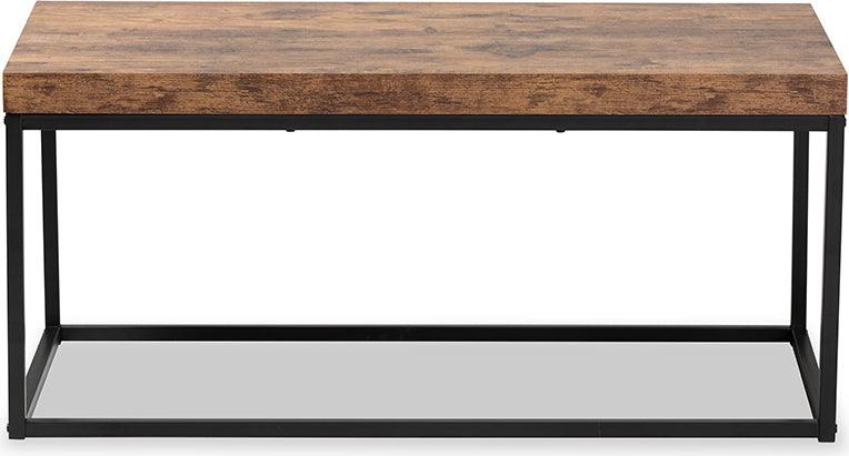 Wholesale Interiors Coffee Tables - Bardot Walnut Brown Finished Wood and Black Metal Coffee Table