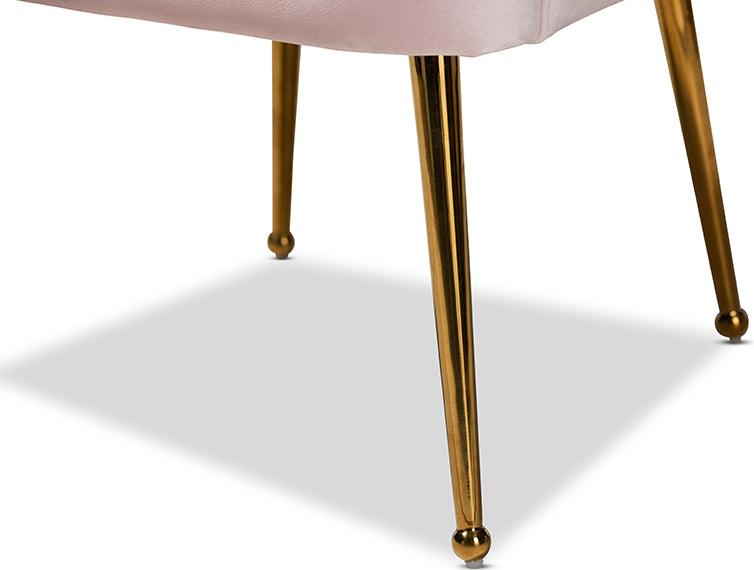 Wholesale Interiors Accent Chairs - Cinzia Light Pink Velvet Fabric Upholstered Gold Finished Seashell Shaped Accent Chair