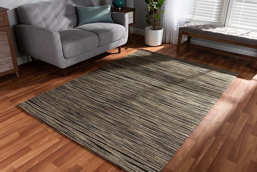 Wholesale Interiors Indoor Rugs - Shiro Modern and Contemporary Beige and Black Handwoven Hemp Area Rug