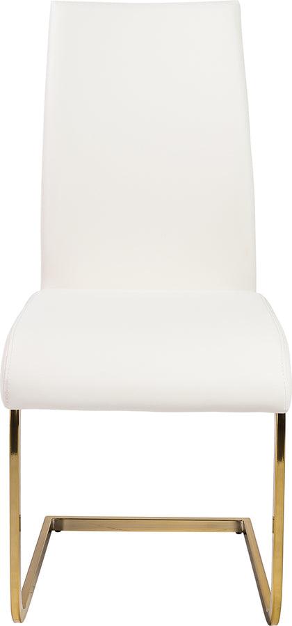 Euro Style Dining Chairs - Epifania Dining Chair in White with Matte Brushed Gold Legs - Set of 4